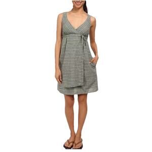 Patagonia Island Hemp Crossover Mini Dress Size 0 Green Linen Boho Fall Gorpcore